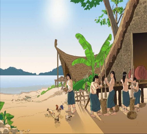 Hình ảnh mô phỏng đời sống của cư dân Văn Lang